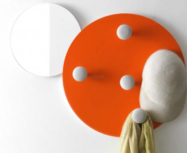 Зеркало + оранжевая вешалка с крючками под орех​ арт. 16385.P​