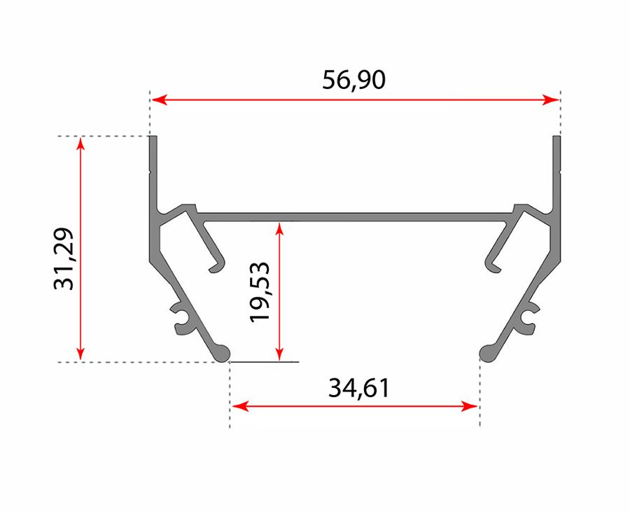 Закладной профиль под шинопровод для натяжного потолка TR3050-AL