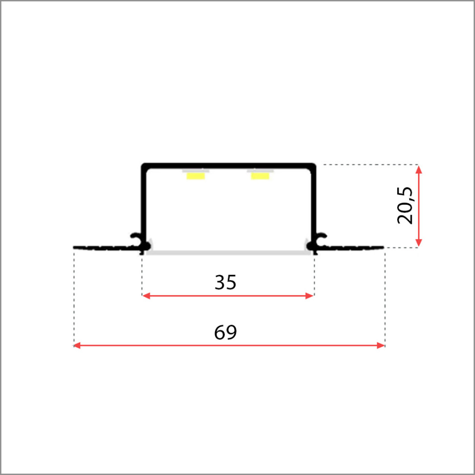 Закладной профиль под шинопровод для гипсокартонного потолка 8605 - Gips Line 35